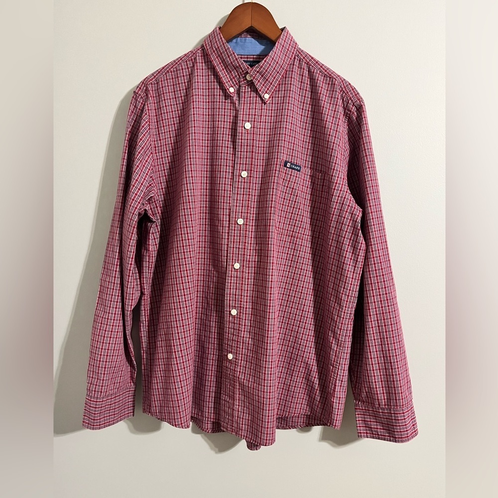 Chaps Men's Long Sleeve Easy Care Woven Button Down Shirt.
